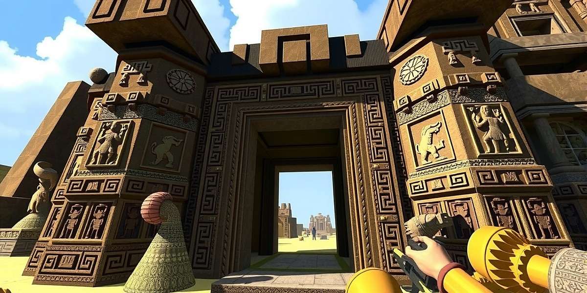 Sacred Temple Challenge - Main Temple Entrance Sacred Temple Challenge game screenshot showing ancient temple entrance with intricate carvings
